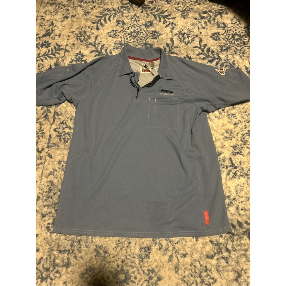 Bulwark FR Shirt Mens Size L LN IQ Series Blue 1/4 Zip Pullover
